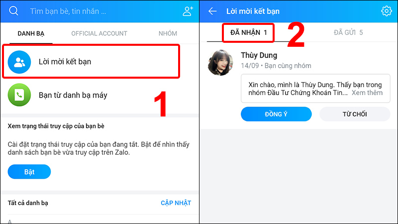 Chỉ cần vài thao tác nhỏ là người dùng có thể kiểm tra toàn bộ thông tin về lời mời kết bạn Zalo đã nhận và gửi