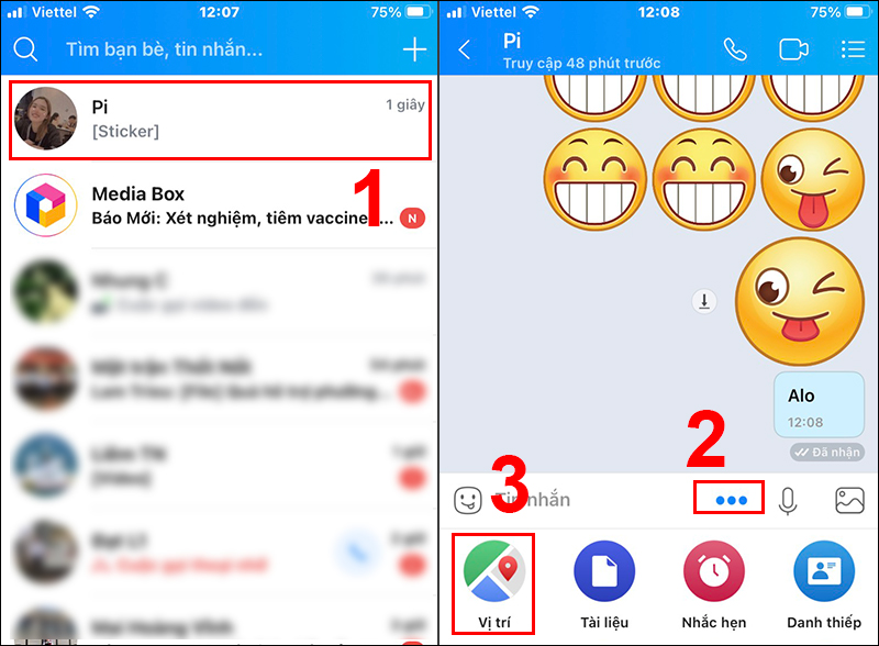 Tuân thủ từng bước hướng dẫn cách chia sẻ định vị trên Zalo với điện thoại Android.