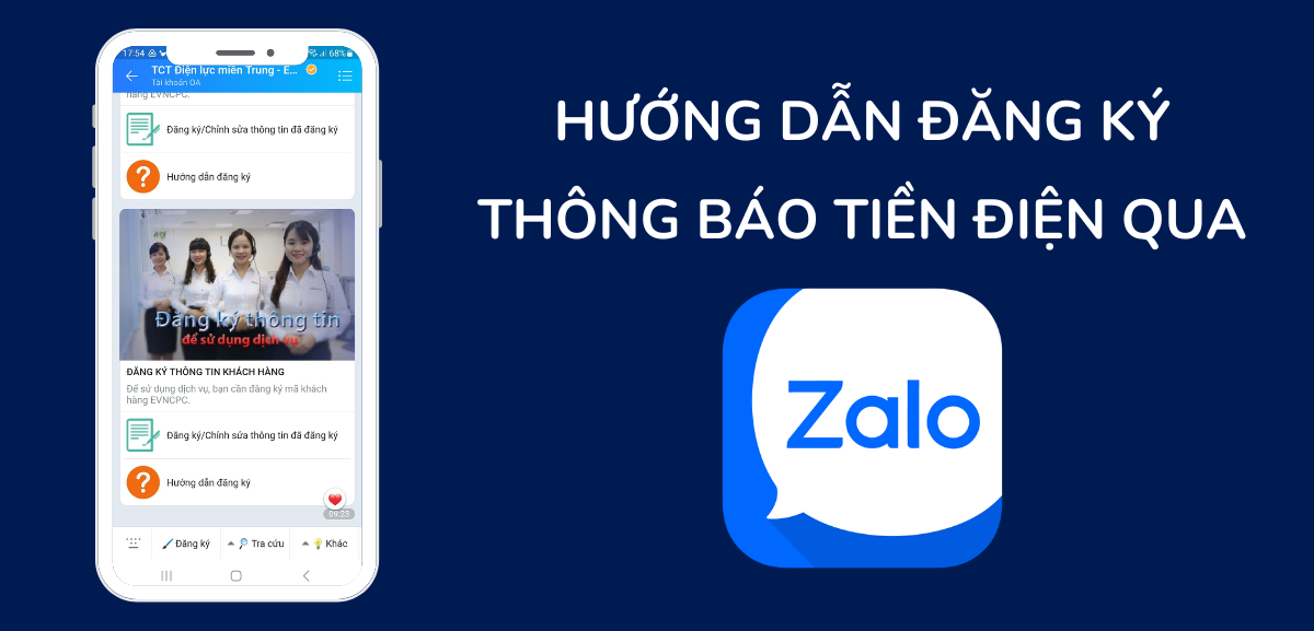 Các bước thực hiện đăng ký thông báo đóng tiền điện qua Zalo nhanh chóng