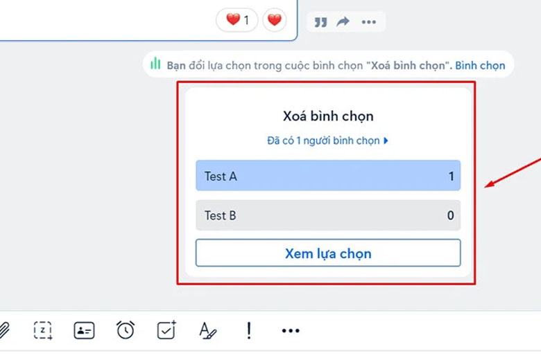 Thực hiện cách xóa các  phương án bình chọn trên Zalo