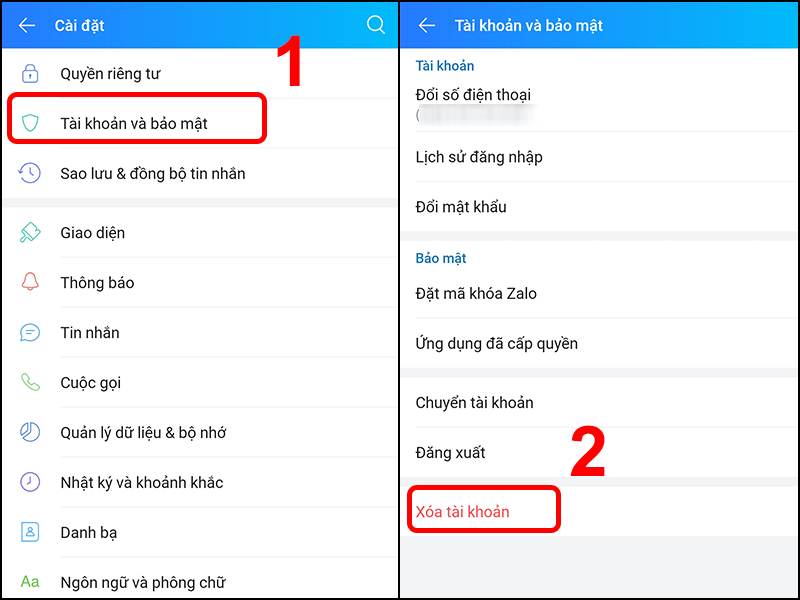 Thực hiện các bước xóa tài khoản trên ứng dụng Zalo khi cần thiết